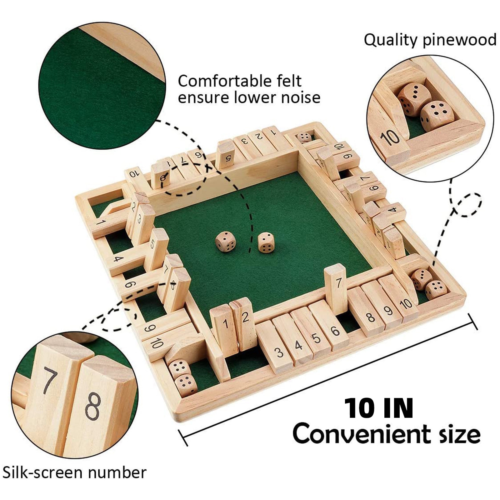 4 Sided 10 Numbers Board Game Wooden Shut The Box Game Family Party Club Ktv Drinking Game For Kids And Adults Educational Toys