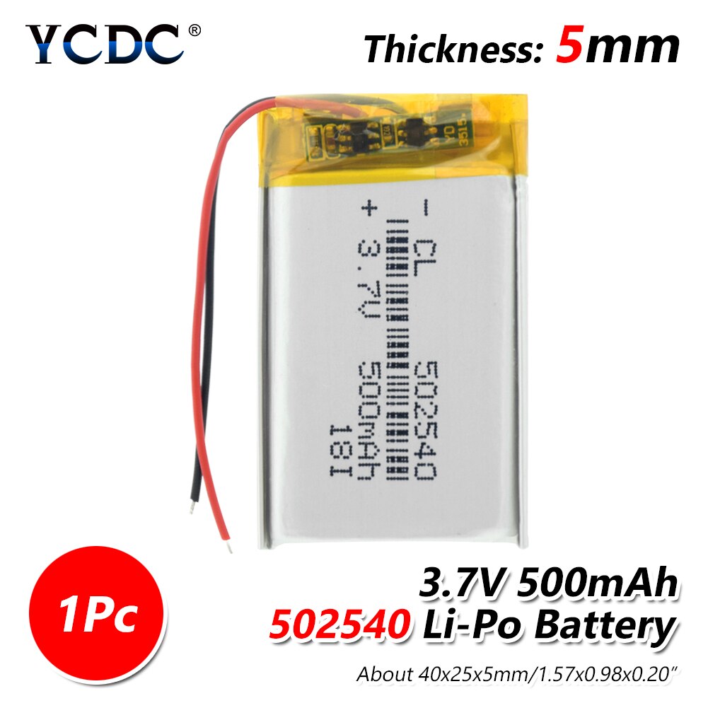 3/4/8 Lithium Polymer Li-Po Rechargeable 3.7V 500mAh 502540 DIY Battery With PCB For Mp3 MP4 MP5 GPS Smart Watch Vedio Game toys