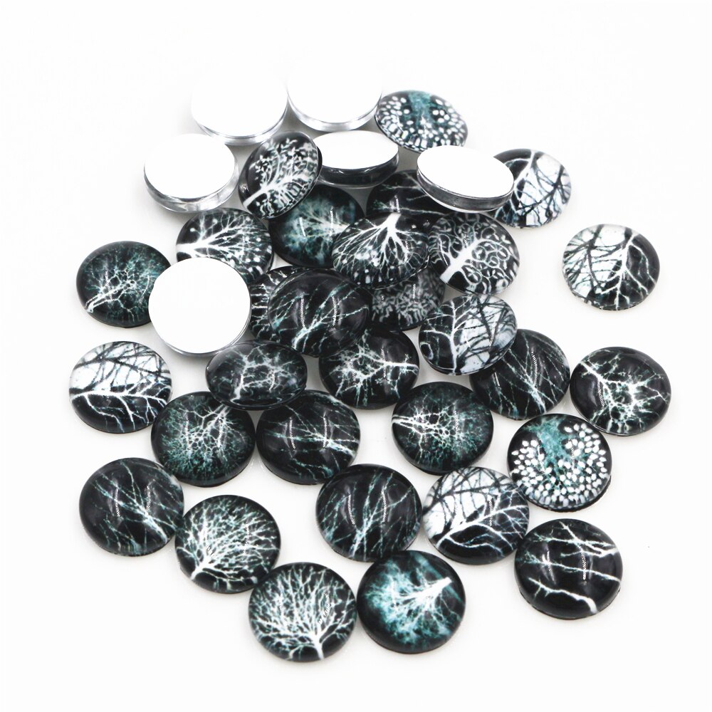 50 teile/los 12mm Foto Glas Cabochon Gemischt Schwarz Baum Cabochons Für Handgemachte Armbinde ohrringe halskette Basen Einstellungen: E5-38