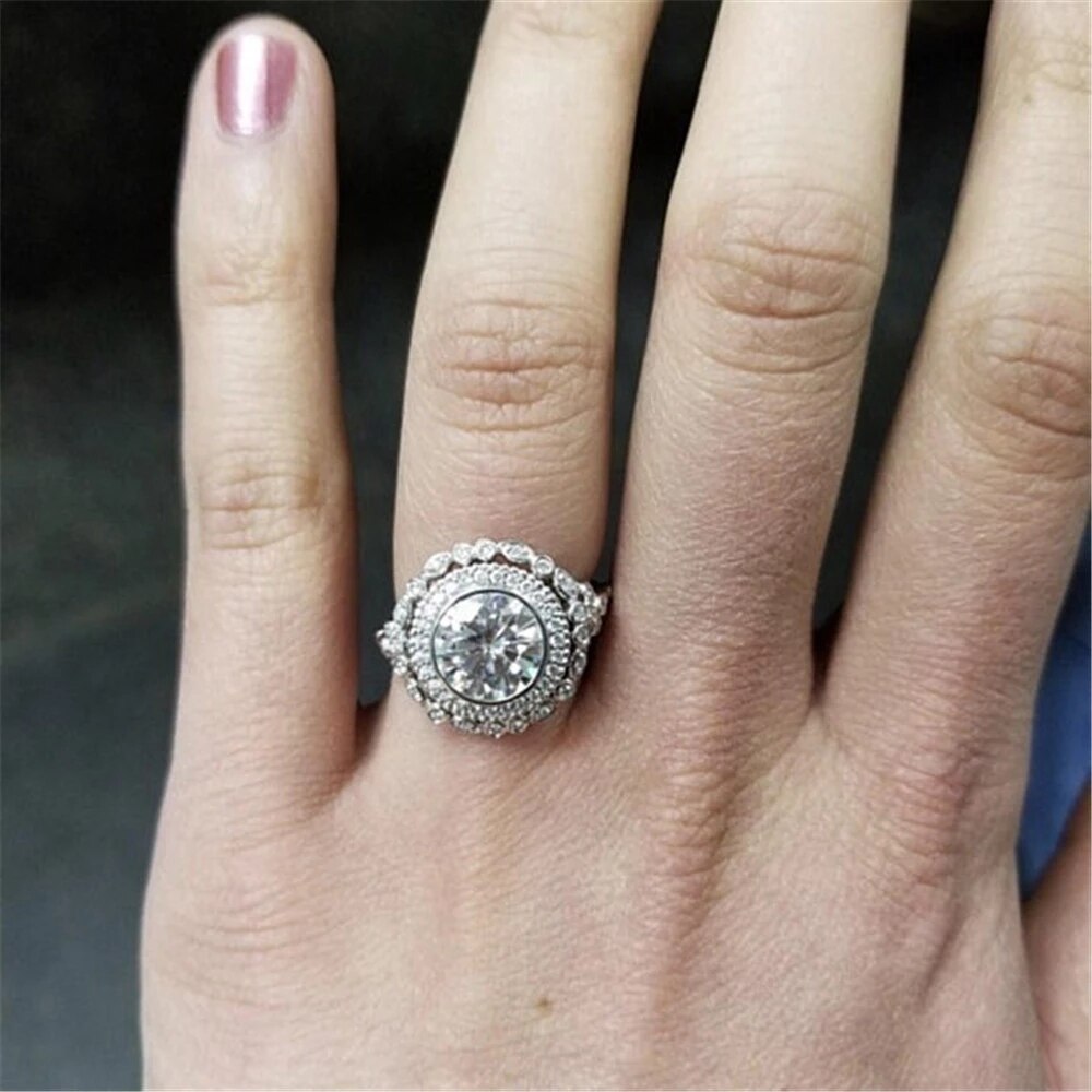 Dames Ring Glamour Bruiloft Romantische Mode Zirkoon Vrouwen Ring Lichtmetalen Engagement Band Verjaardag Valentijnsdag Sieraden