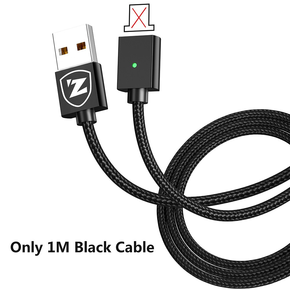 Zrse 3a magnetische kabel voor iphone samsung snel opladen micro usb-kabel type c kabels voor huawei oneplus xiaomi redmi note 7 k20: Alleen zwarte kabel