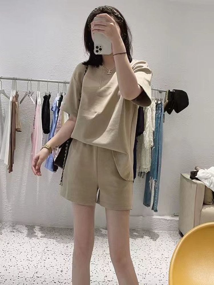 Puku Juzg Vrouwelijke Sport Pak Losse Korte Mouwen Gym T-shirts Running Shorts Tweedelige Joggingpakken Voor Vrouwen 2022 Zomer