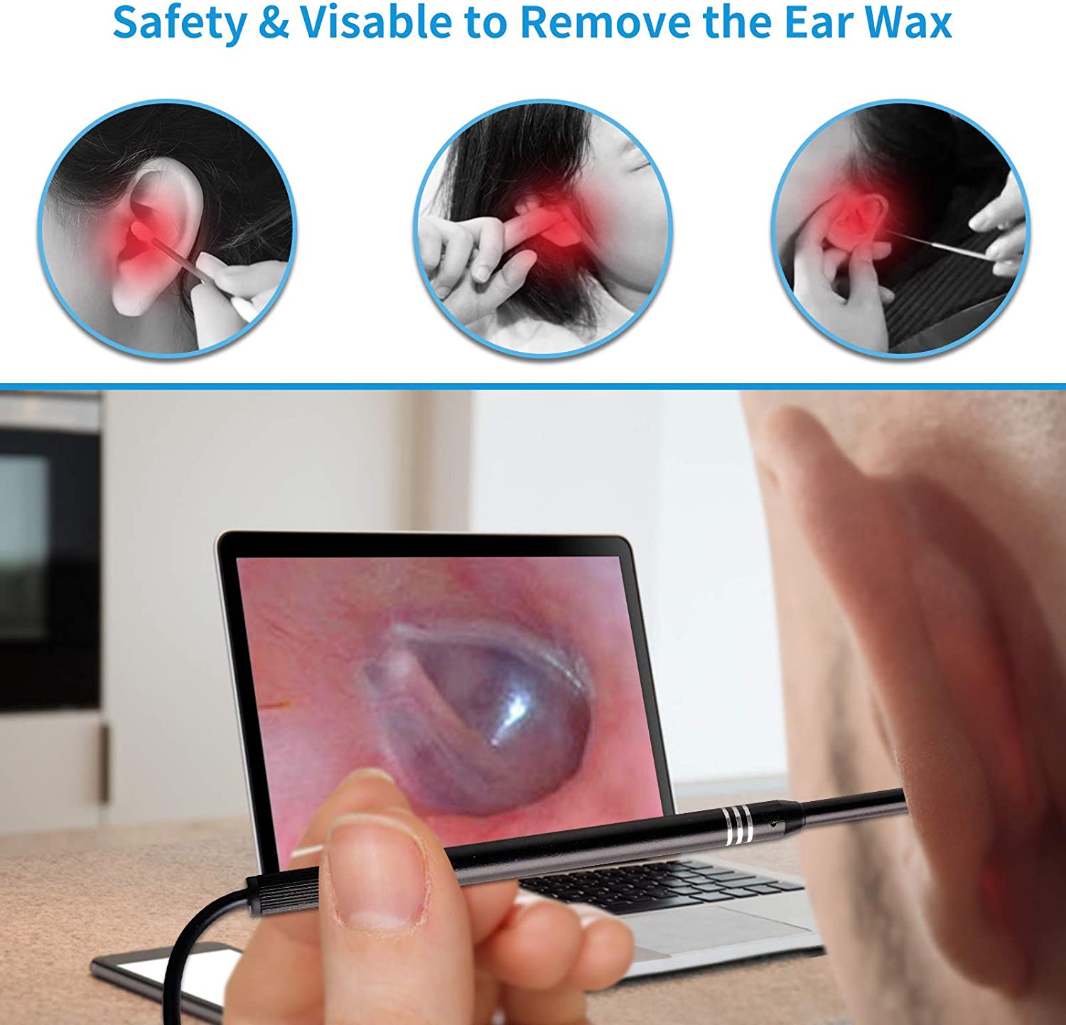 Appareil pour Endoscope de cire d&#39;oreille, appareil photo numérique, Otoscope, outil d&#39;élimination de la cire d&#39;oreille, cure-Oreille endoscopique, nettoyage des oreilles, bouchons d&#39;oreille