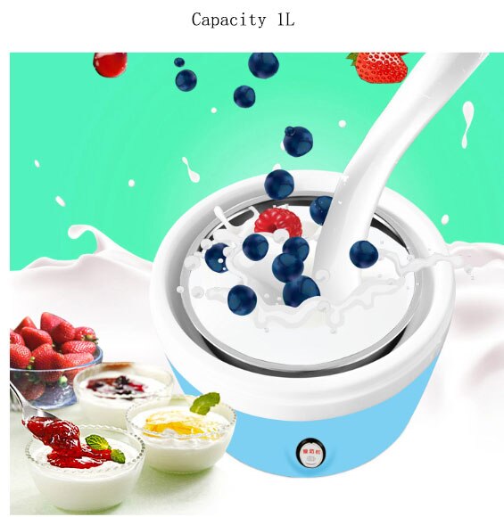 Mini yogurtera eléctrica automática, Popular, nato, máquina de vino de arroz, inoxidable: Azul / CN