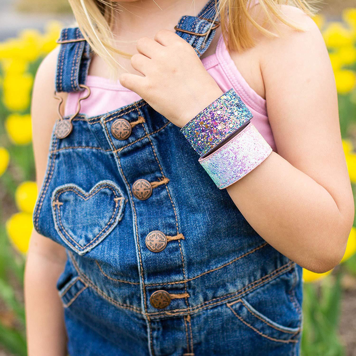 4 Stks/set Pailletten De Mermaid Armbanden Glitter Slap Armbanden Voor Meisjes Suède Backing Sparkly Snap Armband Set
