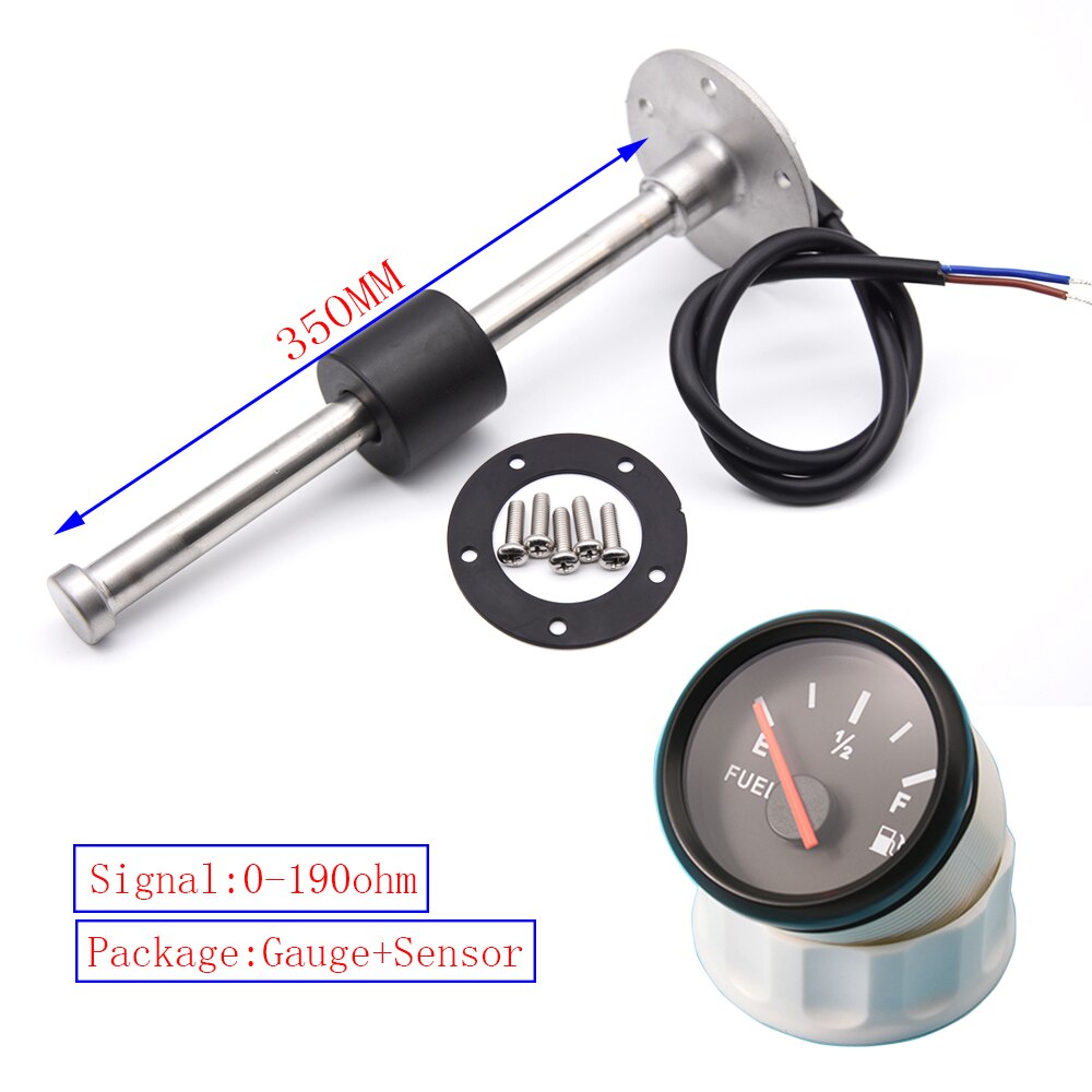 0-190ohm Kraftstoff Niveau Sensor mit 52MM Kraftstoff Manometer Rot Hintergrundbeleuchtung E-F Öl Flüssigkeit Tank Kraftstoff Ebene Anzeige 150MM 200MM 250MM 300MM: 350mm sensor BB