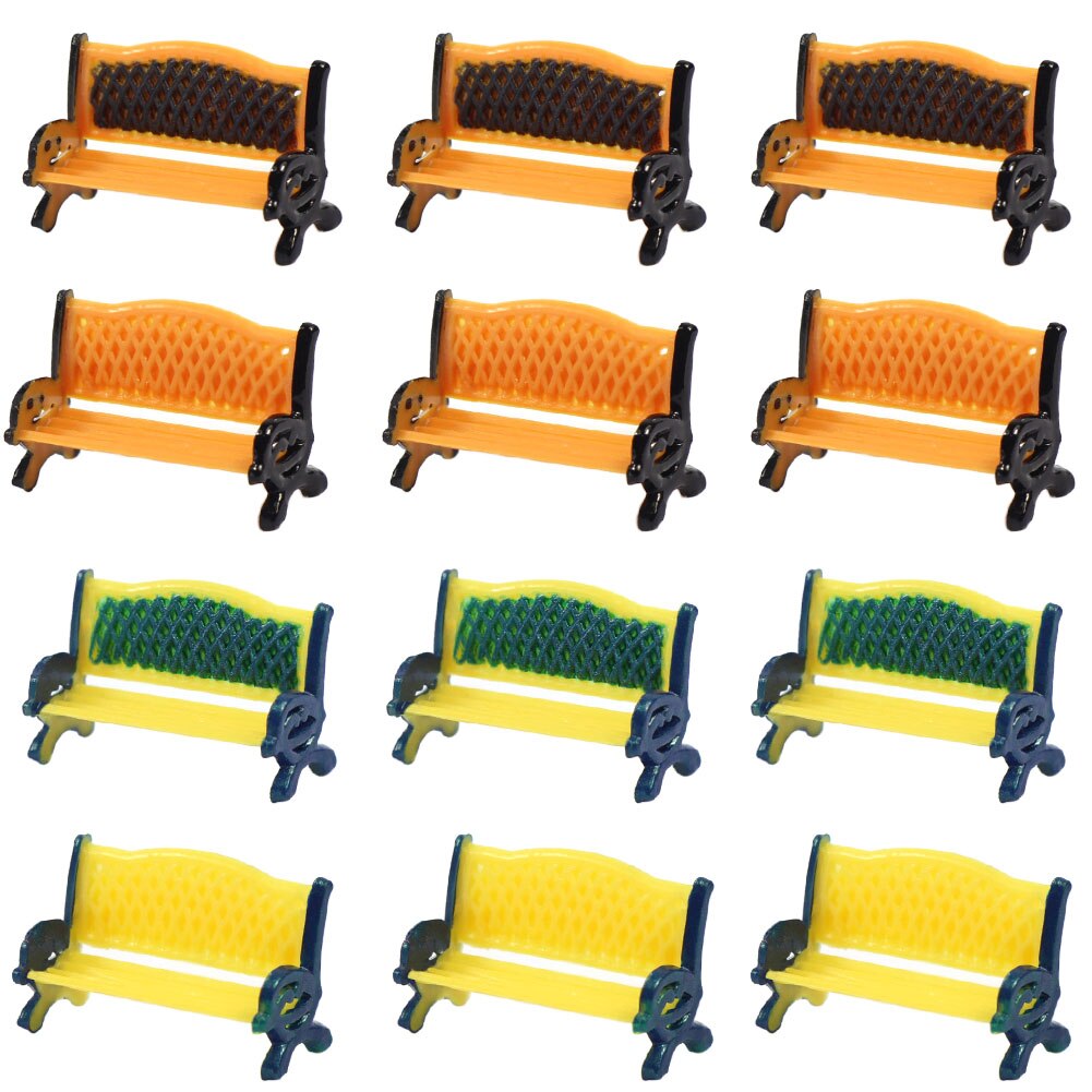 12 stk modell togplattform park gate seter benk stol sofa 1:87 ho skala  zy35087 gårdsstoler jernbane modellering: Bland farge