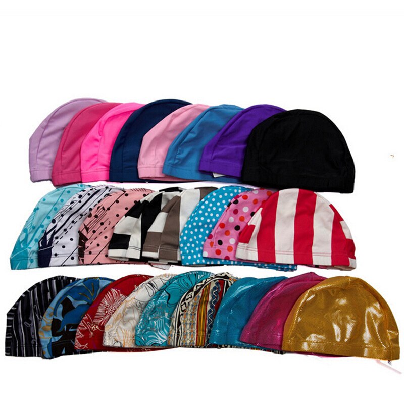 Oren badmuts lang haar sport zwemmen polyester bescherm badmuts voor volwassenen print badmutsen gratis maat