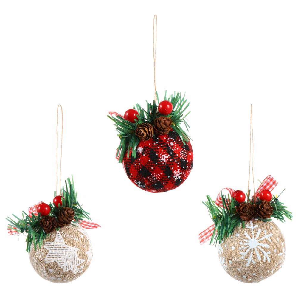 3Pcs Christmas Hanging Balls Xmas Tree Hanging Decor Shape Pendant Ornament