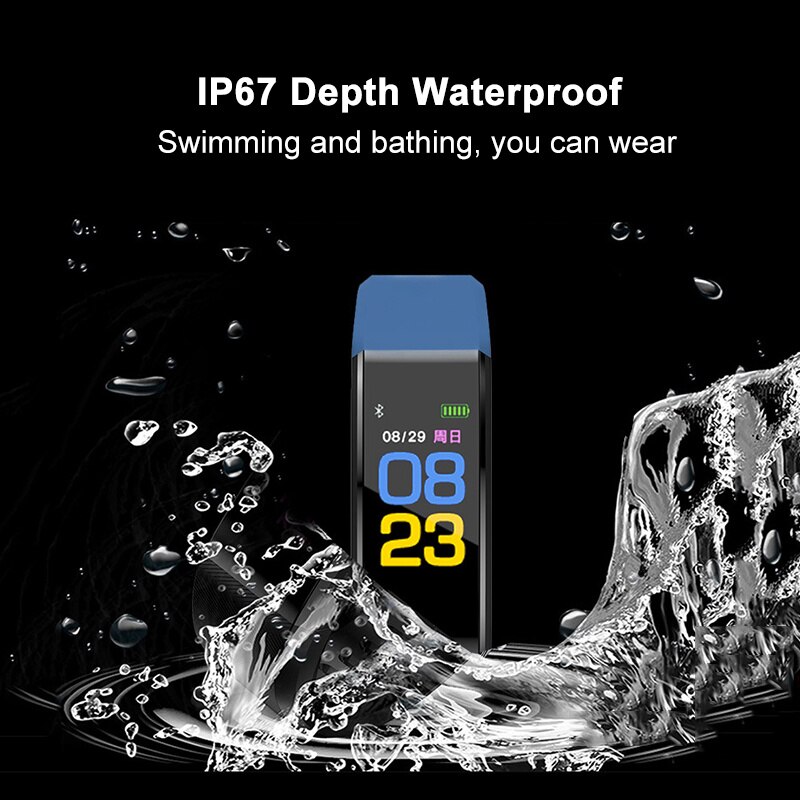 Fitness blodtryck/syre  ip67 vattentät smartwatch stegräknare för android och ios skärm smart armband pulsmätare