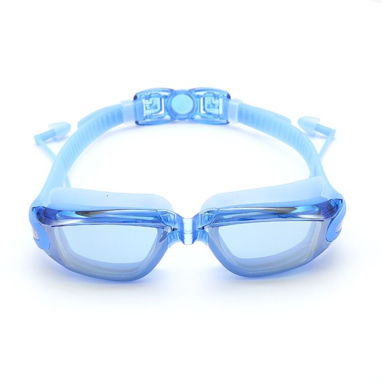 Bijziendheid Zwembril Oordopje Professionele Volwassen Siliconen Badmuts Zwembad Bril Anti Fog Mannen Vrouwen Optische Waterdicht Eyewear: Blue