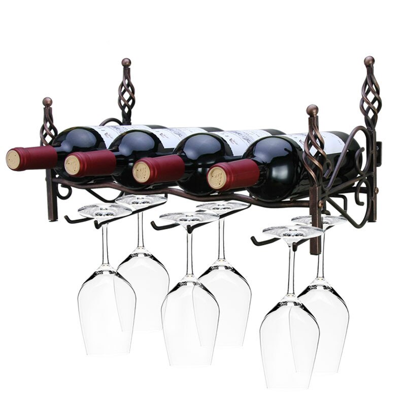 Retro Ijzeren Wijnrek Beker Plank Keuken Bar Muur Decor Display Opslag Plank Opknoping Bekerhouder Barbenodigdheden Benodigdheden Mx3091814