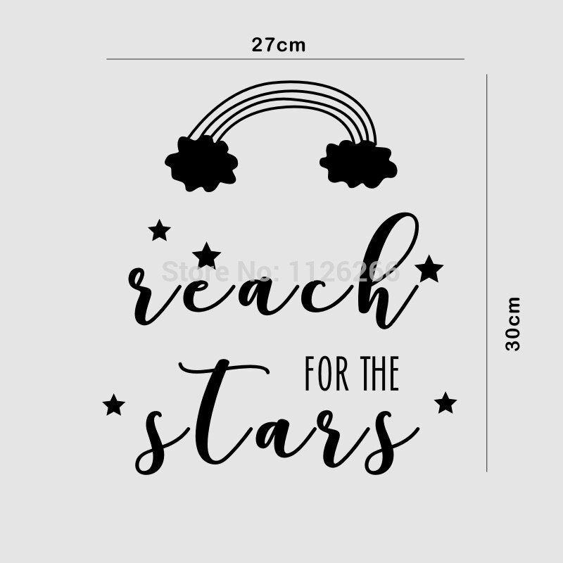 Reach para las estrellas con arco iris niños habitación cita vinilo pared calcomanía pegatina bebé guardería Decoración