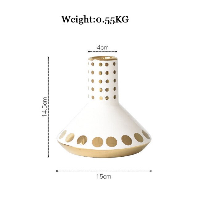 Nordic Rustic Home Decor Ceramics Vases Golden Grain Texture Vase Hydroponics Floral Flowerpot European Style White Ceramic: Style 1