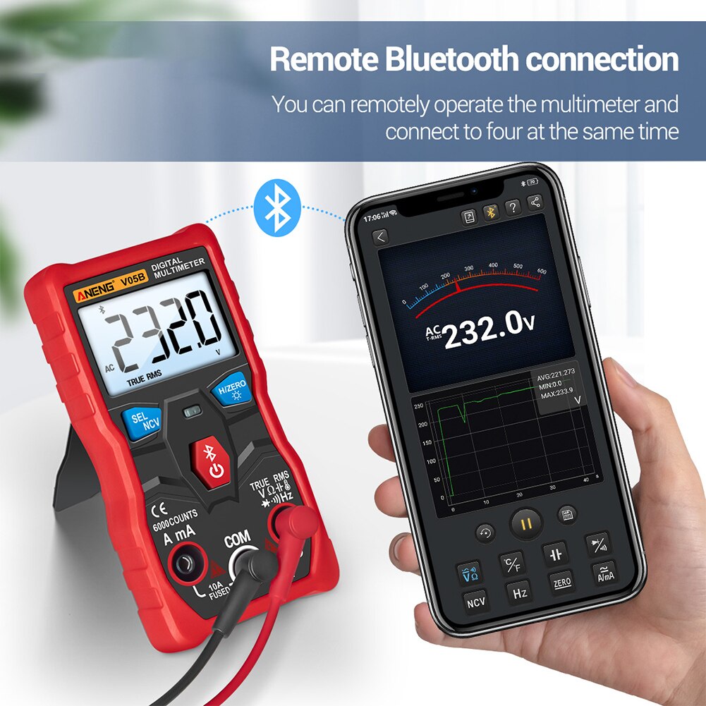 APP Control Spannung Handheld Tester ABS Widerstand Digital Multimeter Tragbare Messung Analyse Bluetooth Drahtlose Strom