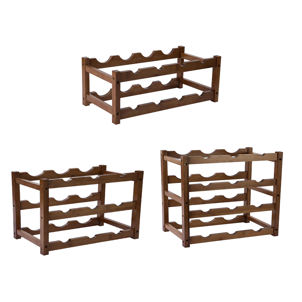 Natural Bamboo Storage Rack Freestanding Countertop Stackable Display Shelf