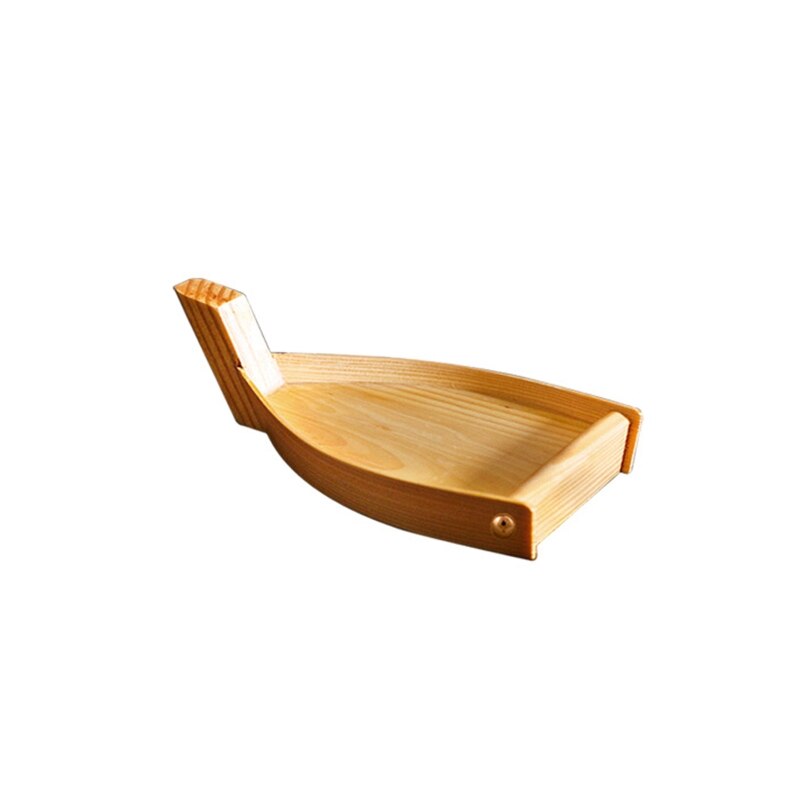 H7EA Japanese Cuisine Sushi Boat Wooden Serving Tray Seafood Platter Cold Dishes Ship Appetizers Container Kitchen Tableware: Light boat trumpet