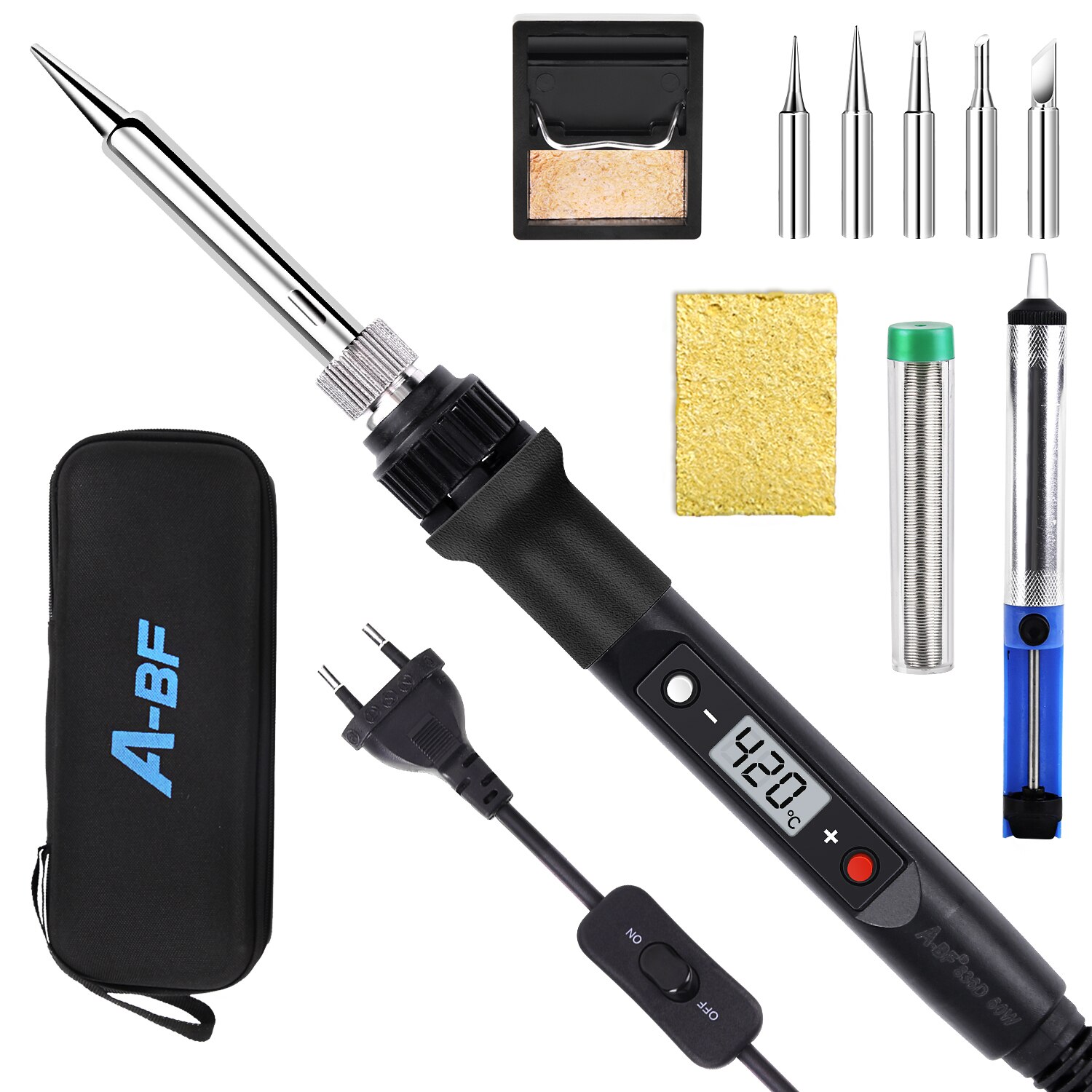 A-BF Digital Display Thermostat Electric Soldering Iron 60W Fast Heating Adjustable Multifunctional Welding Tool Set: 836D-OBZT5-B / US