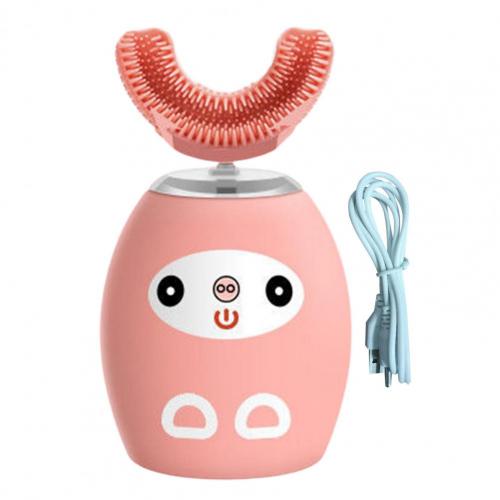 1 Set Elektrische Tandenborstel Cartoon Vorm 360 Graden Reinigen 3 Modi Kids Automatische Ultrasone Tandenborstel Voor Peuter: Pink A