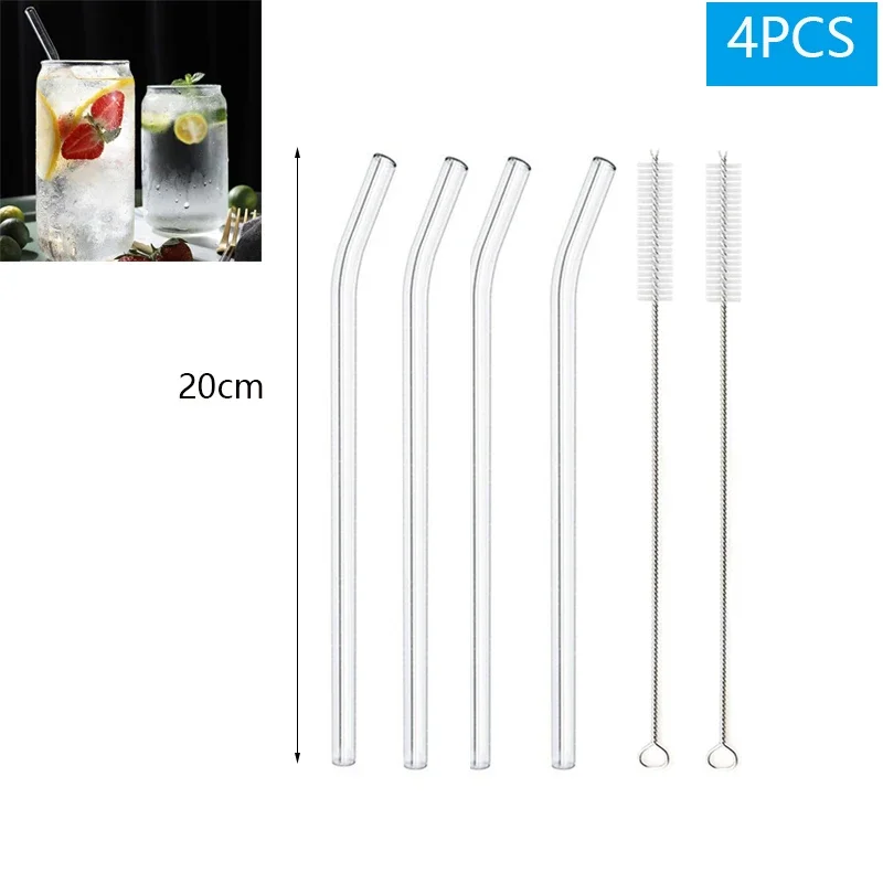 Paille en verre pour Smoothie réutilisable, pailles à boire transparentes pour Smoothie, Milkshakes, paille à boissons , 1 à 10 pièces: MULTI