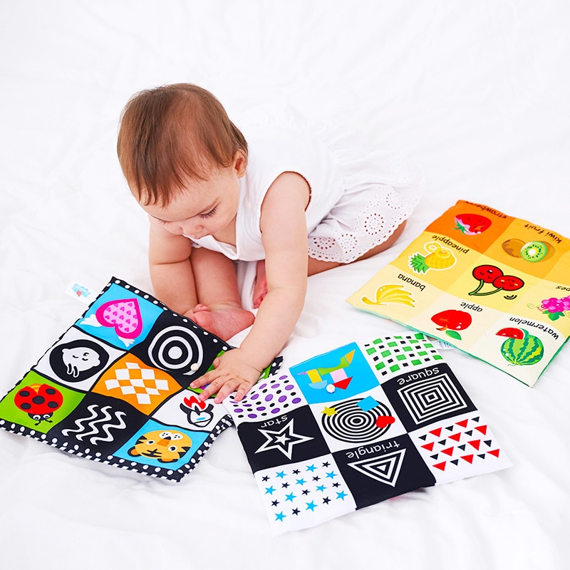 1Pcs Baby Speelgoed Voor Pasgeboren Zachte Doek Boek 0-12 Maanden Kids Leren Educatief Zwart Wit Cognitie Geritsel geluid Krant