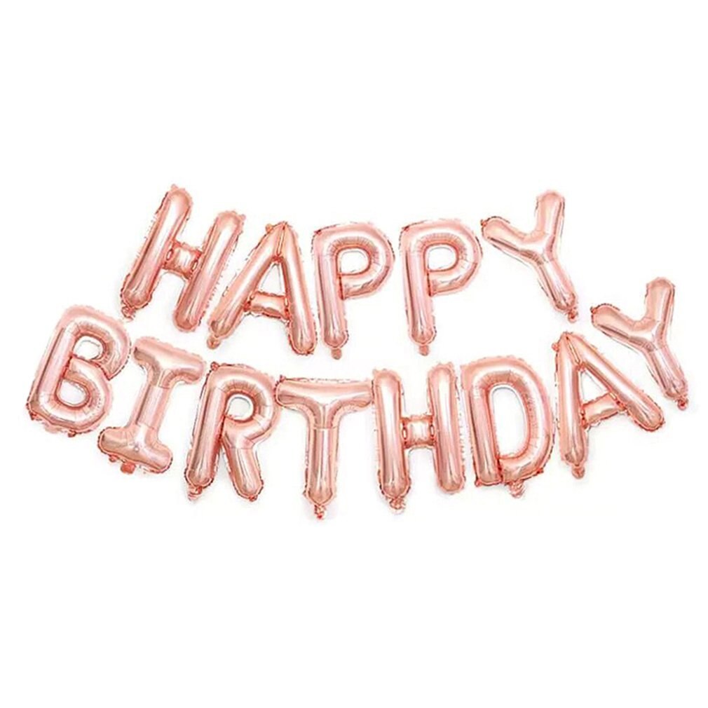 Rose Gold Birthday Party Decorations Happy Birthday Banner Confetti Balloon Latex Balloon Rolls Balloon Ribbon