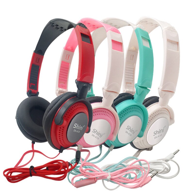 Shini kabelgebundener kopfhörer mit mikrofon, 3.5mm ohrhörer, faltbares gaming-headset, super-bass-stereo-musik-headset für pc und smartphones