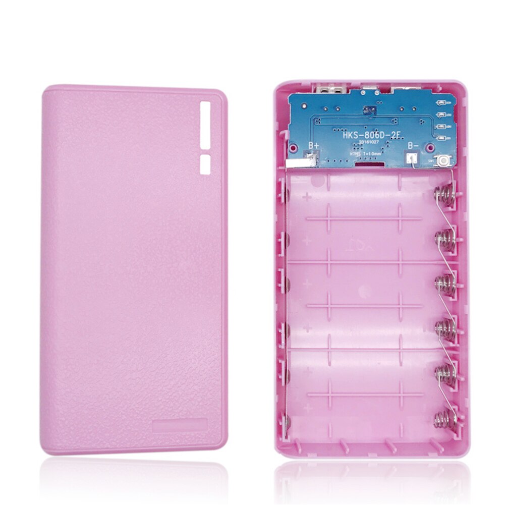 Caixa portátil digital de energia para celular, 4/6pcs, 18650 caixa de carregador de bateria, diy, kits, uso externo, micro usb caixa de bateria de carregamento, estojo