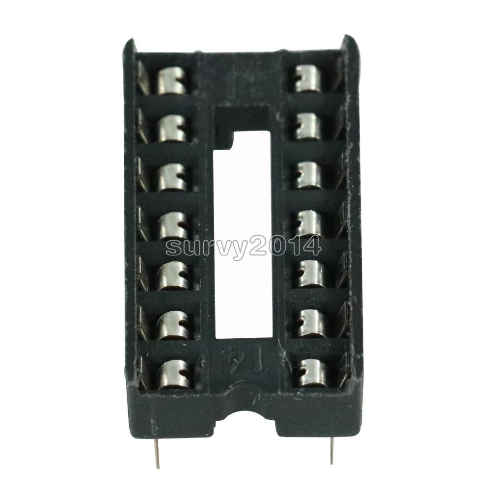 10PCS 14pin DIP IC Socket Adaptor Solder Type Socket Pitch Dual Wipe Contact