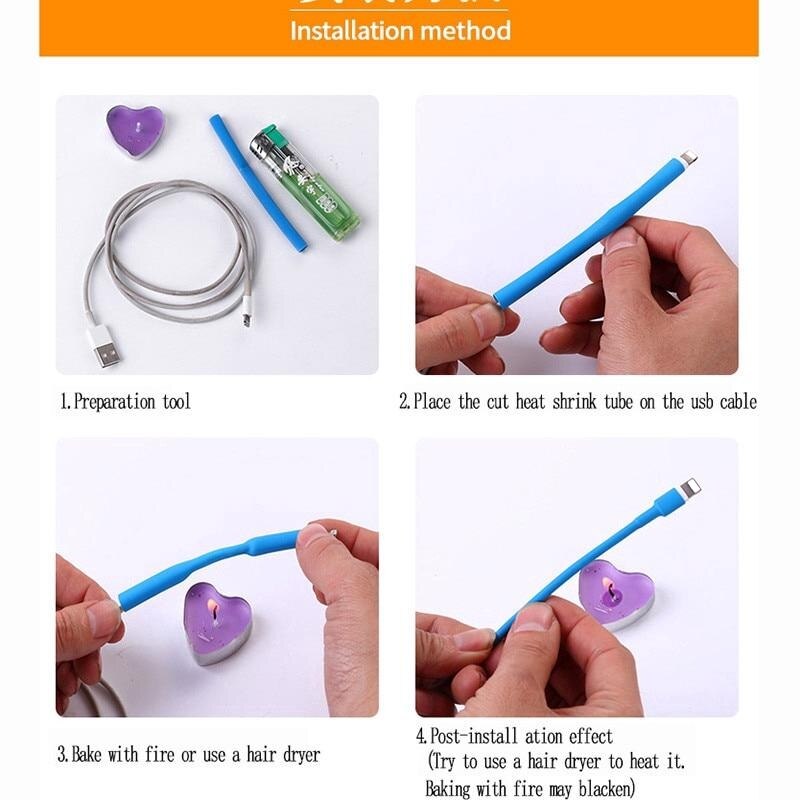 Datakabel Bescherming Kleurrijke Krimpkous Buizen Beschermhoes Voor Iphone Apple Mobiele Telefoon Opladen Lijn Protector