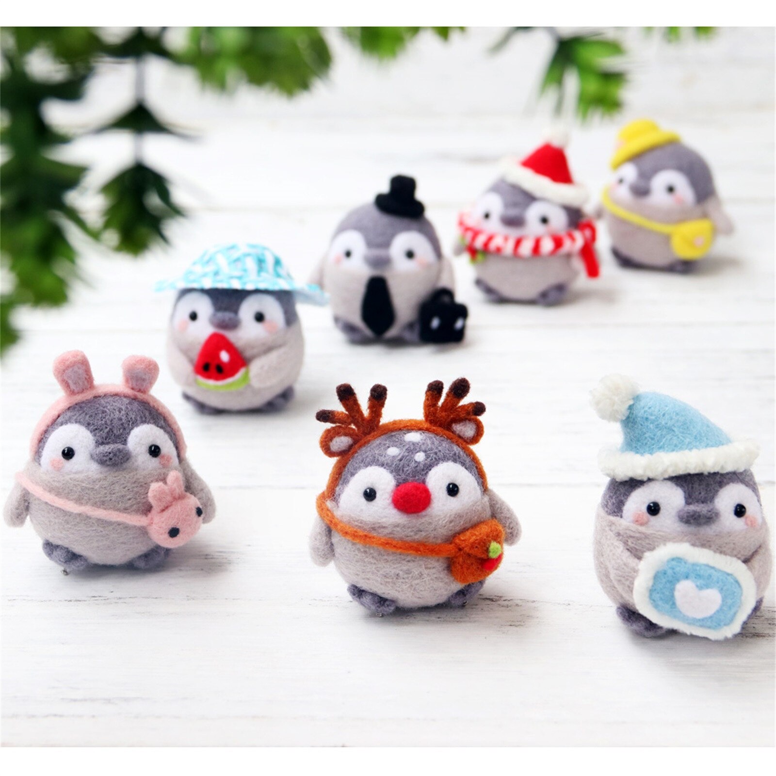 Cute Penguin Pattern Handmade DIY Poke Wool Felts Material Production Package