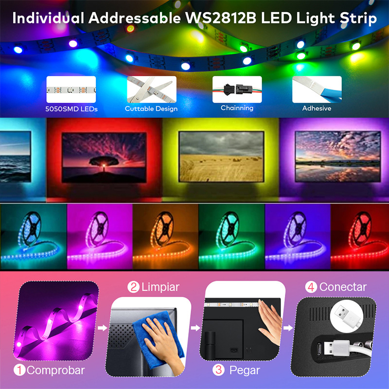 10M Usb 2835 Led Strip Licht Rgb Afstandsbediening Verlichting Flexibele Lamp Tape Lint Tv Desktop Backlight Diode Tape