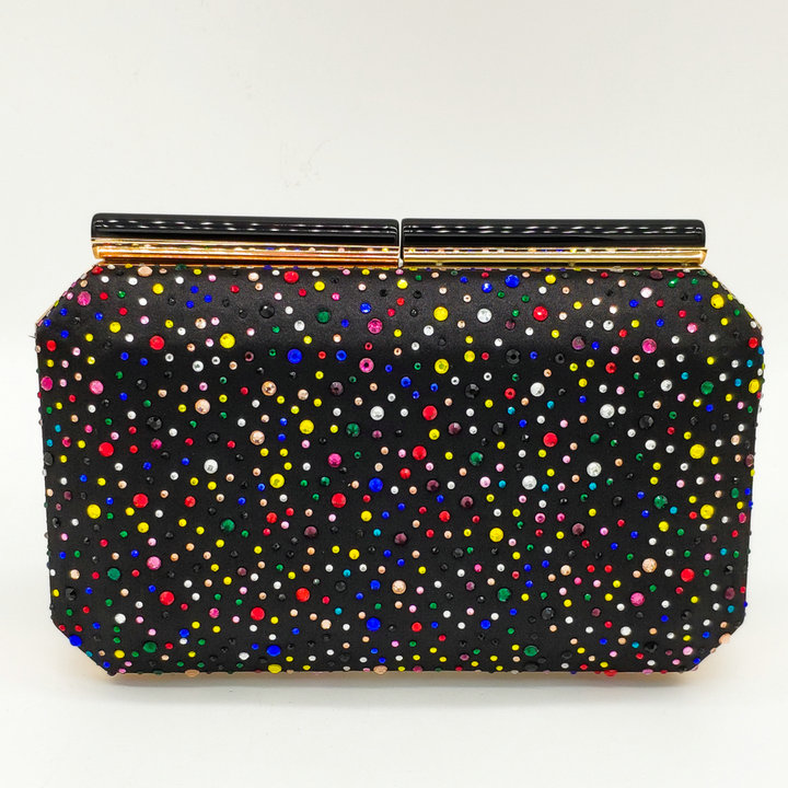 Boutique De FGG Oranje Crystal Vrouwen Evening Clutch Bag Metalen Frame Acryl Sluiting Bruiloft Banket Keten Schoudertas Handtas: Multicolored Bag
