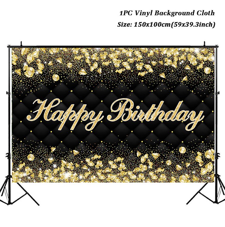 Blue Gold Happy Birthday Backdrop Banner Balloon Star Poster Booth Backdrop Birthday photozone Background Wall Party Decor: Silver