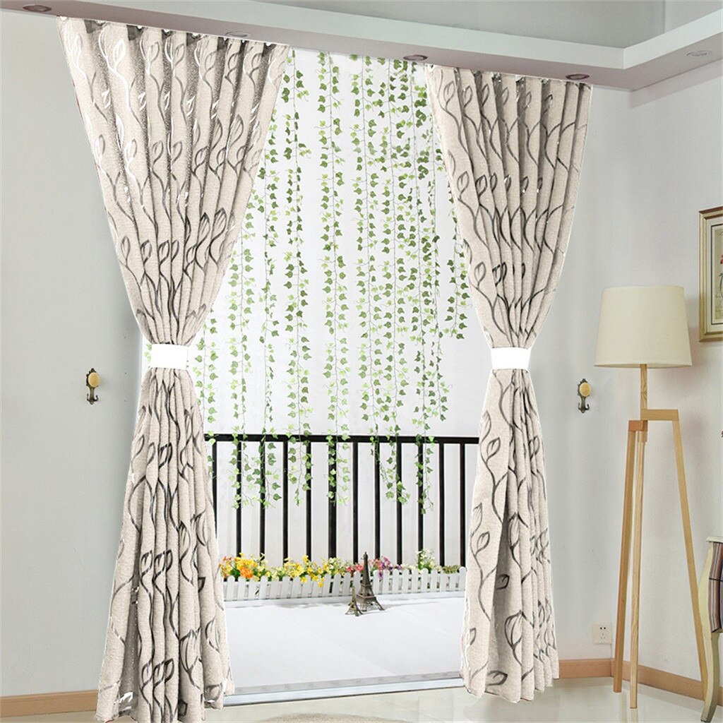 Embroidered Floral White Tulle Window Screen Curtain for Living Room Bedroom Luxury Sheer Voile Curtain Blind Drapes Door Decor: Beige-1PC