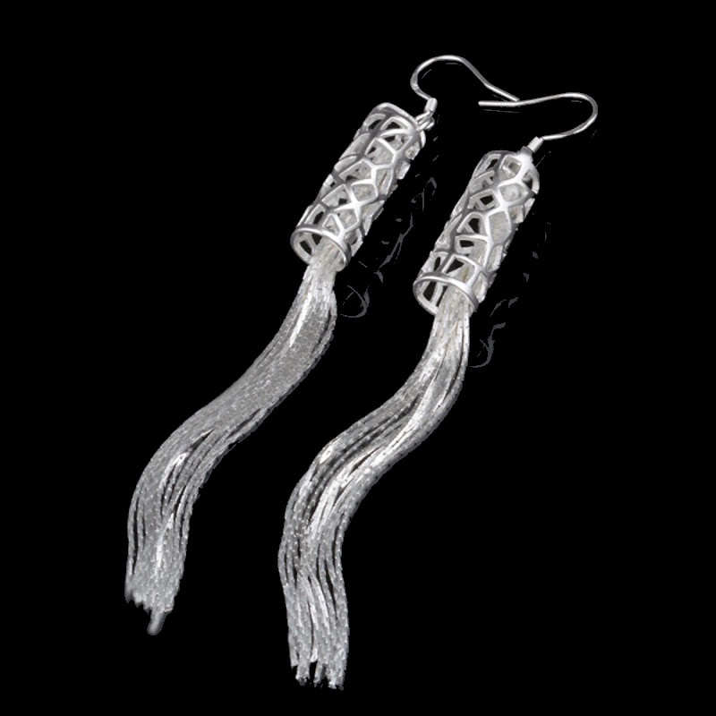 Reale Argento Sterling 925 Natural Originale Gioielleria Raffinata Lungo Nappa di Modo Orecchini A Pendaglio Per Le Donne Brincos Best Vendita