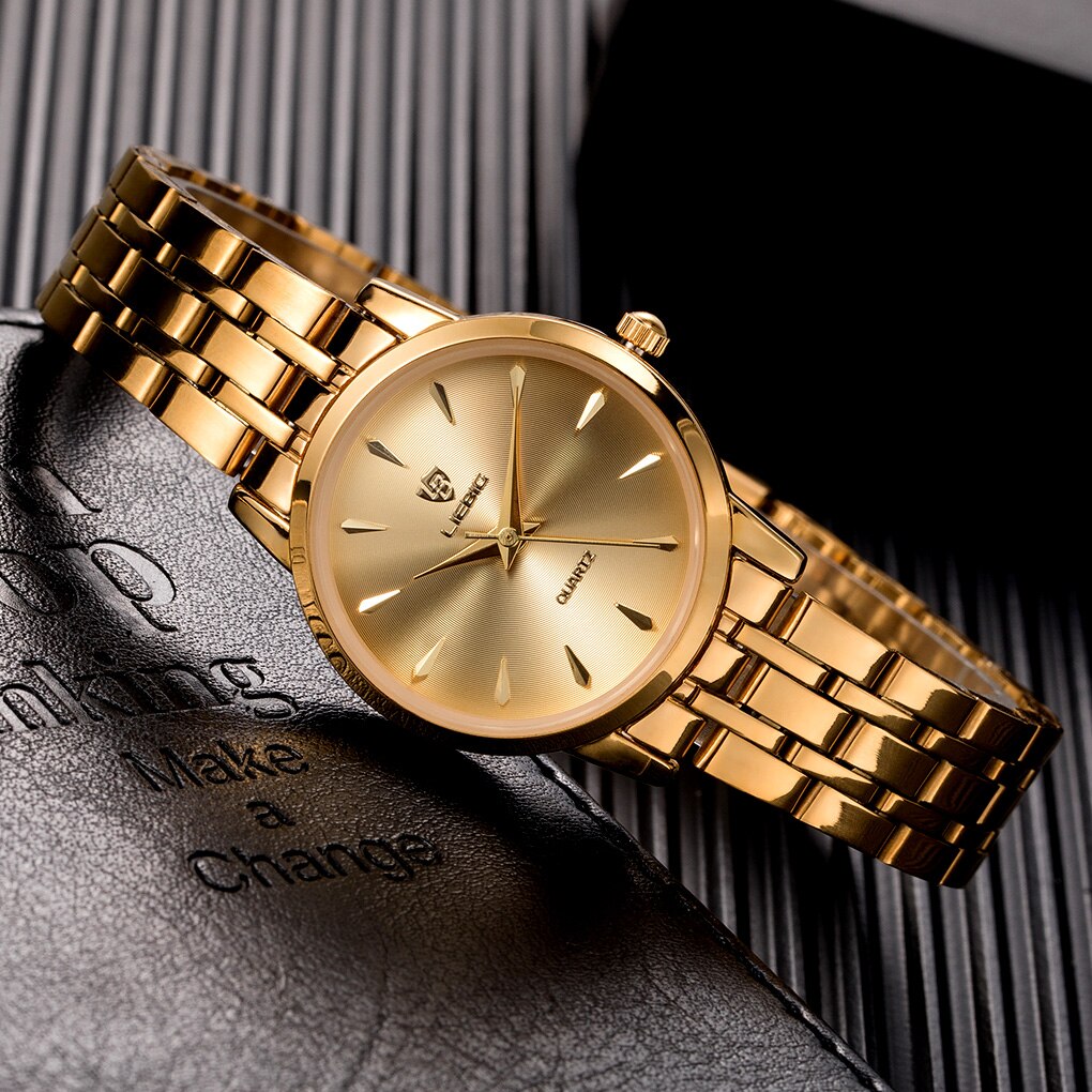 Liebig golden couple horloges roestvrij staal dames quartz waterdicht heren dames horloges polshorloges voor koppels kerst