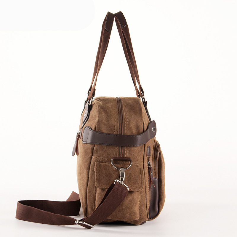 Effen Kleur Zwart Kaki Casual Vintage Multifunctionele Kofferbak Canvas Crossbody Reistas Schoudertas Messenger Handtas