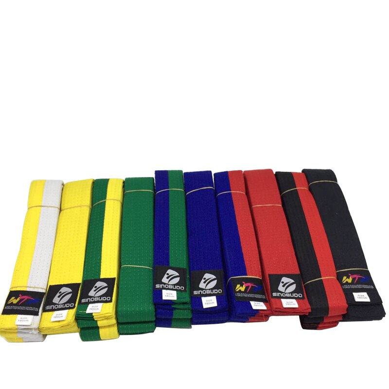 SINOBUDO2019-Cinturón de Taekwondo WTF para artes marciales, accesorios de uniforme de Karate y Judo, cinturón de carretera de algodón de , 1,8 M, 2,6 M