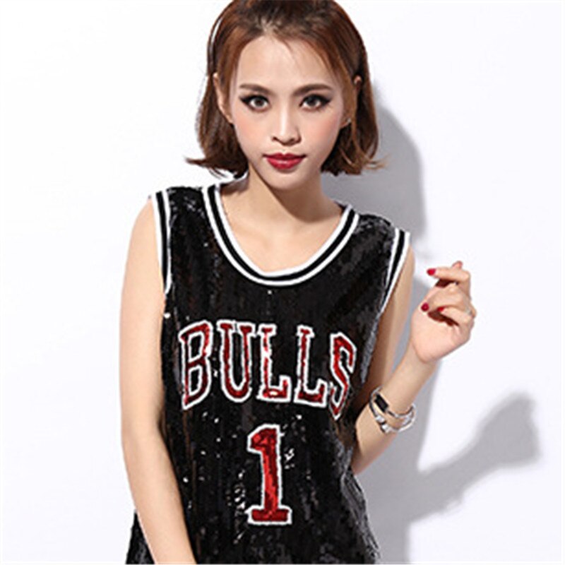 Basketball baby bogstaver cheerleaders pailletter vest kostumer natklub jazz danse performance kostumer