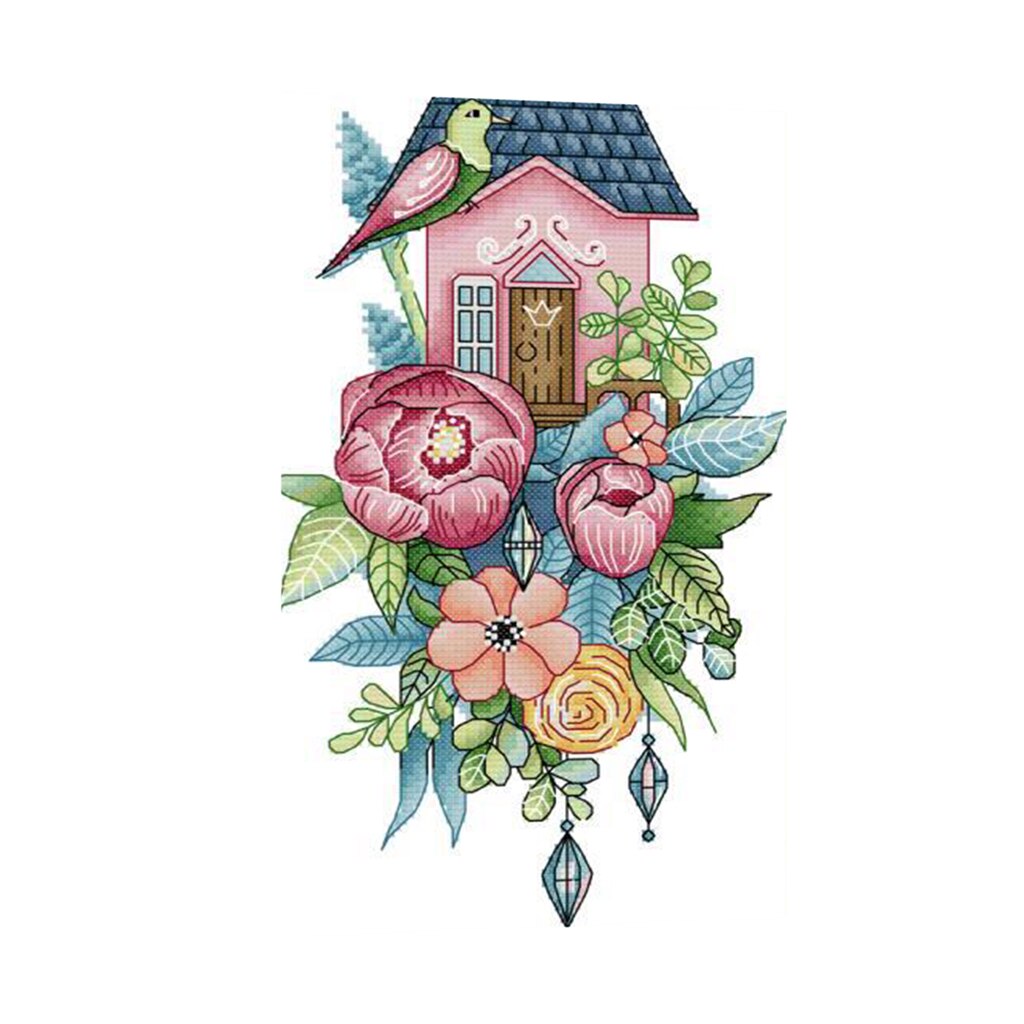 Flowers Bird Dimensions Counted Cross Stitch Kit for Girls Boys Christmas