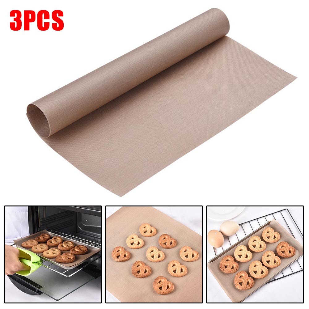 3Pcs Fiberglass Sheet Non Stick Baking Mat High Temperature Reusable 40*60cm Make Cakes, Breads, Cookies, Barbecue