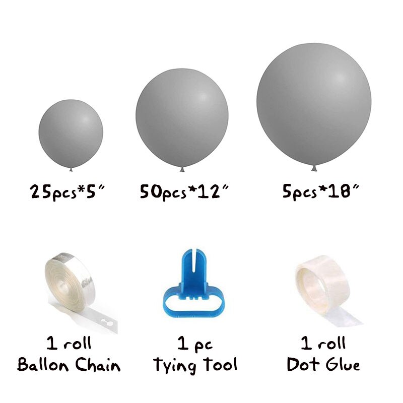 balloon arch kit ballonnenboog Pastel Blauwe Ballon Garland Arch Kit Romantische Bruiloft Decoratie Ballonnen Christmas Decor Party Baby Shower Verjaardag Accessorie: 12 Grey