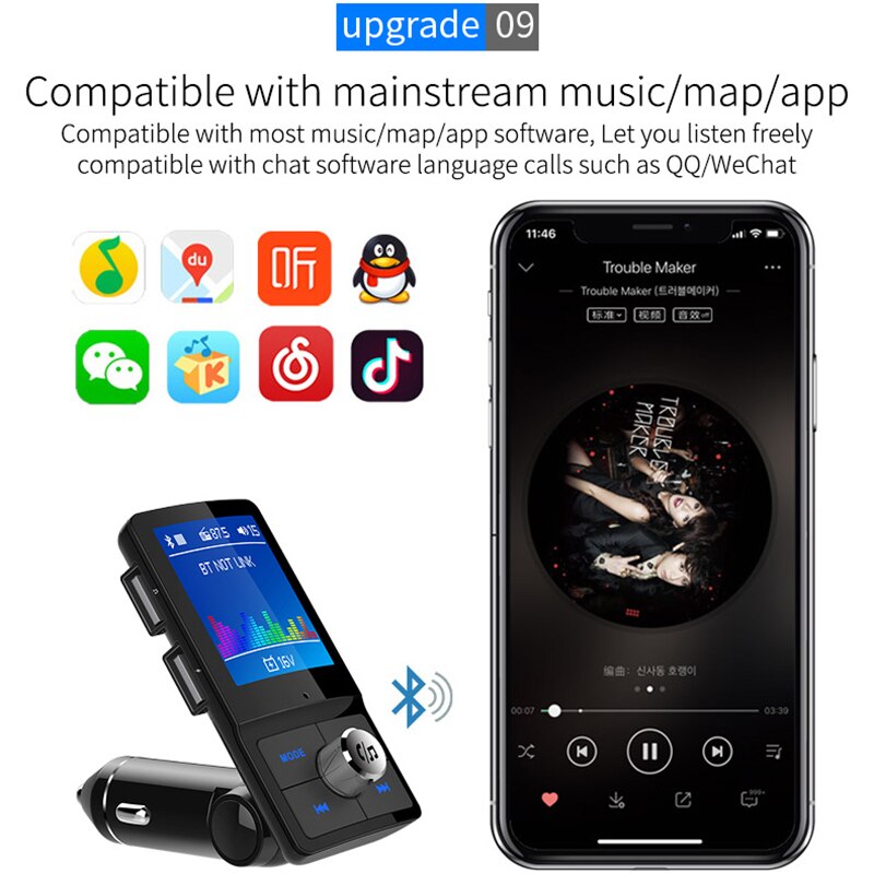 FM Bluetooth Dual USB Radio Modulator Auto Zender Draadloze Mp3 Speler Handsfree Snel Opladen USB Lader