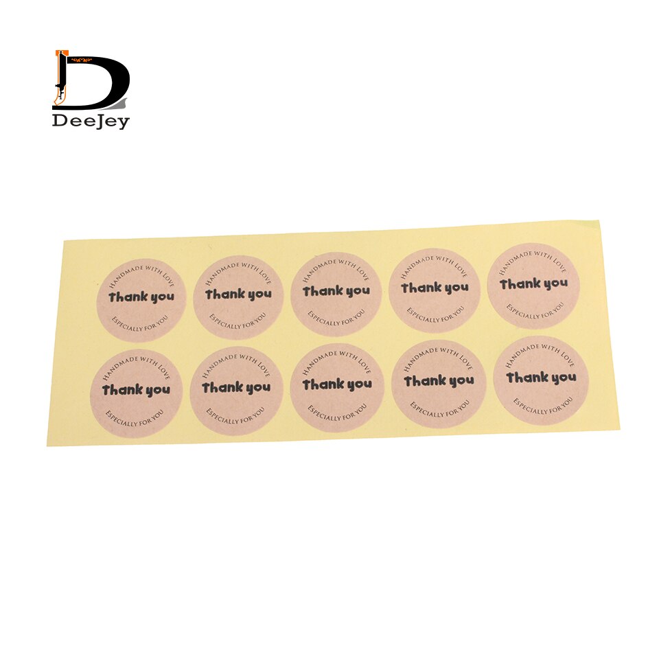 38mm thank you kraft stickers handmade with love sticker seal label cake packaging decoration stickers 150pc lot
