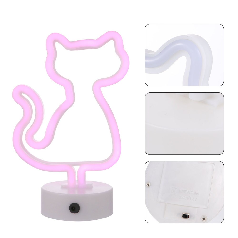 1pc Lovely Cat Neon Light Tabletop Decorative LED Bedroom Atmosphere Light