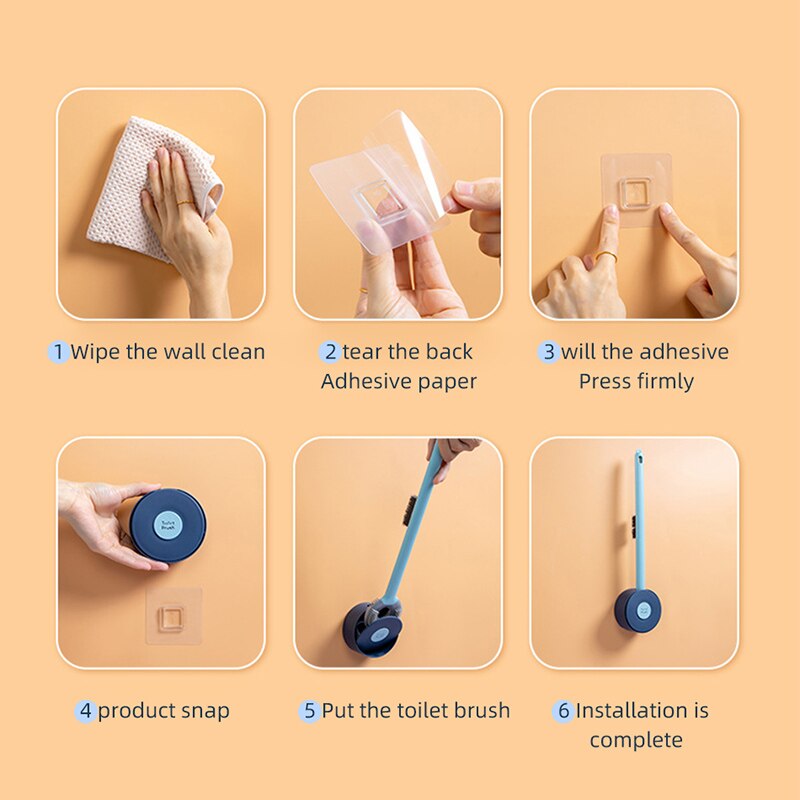 Brosse de toilette murale en Silicone, pas de perforation, outils de nettoyage avec 2 brosses, accessoires de salle de bain à domicile
