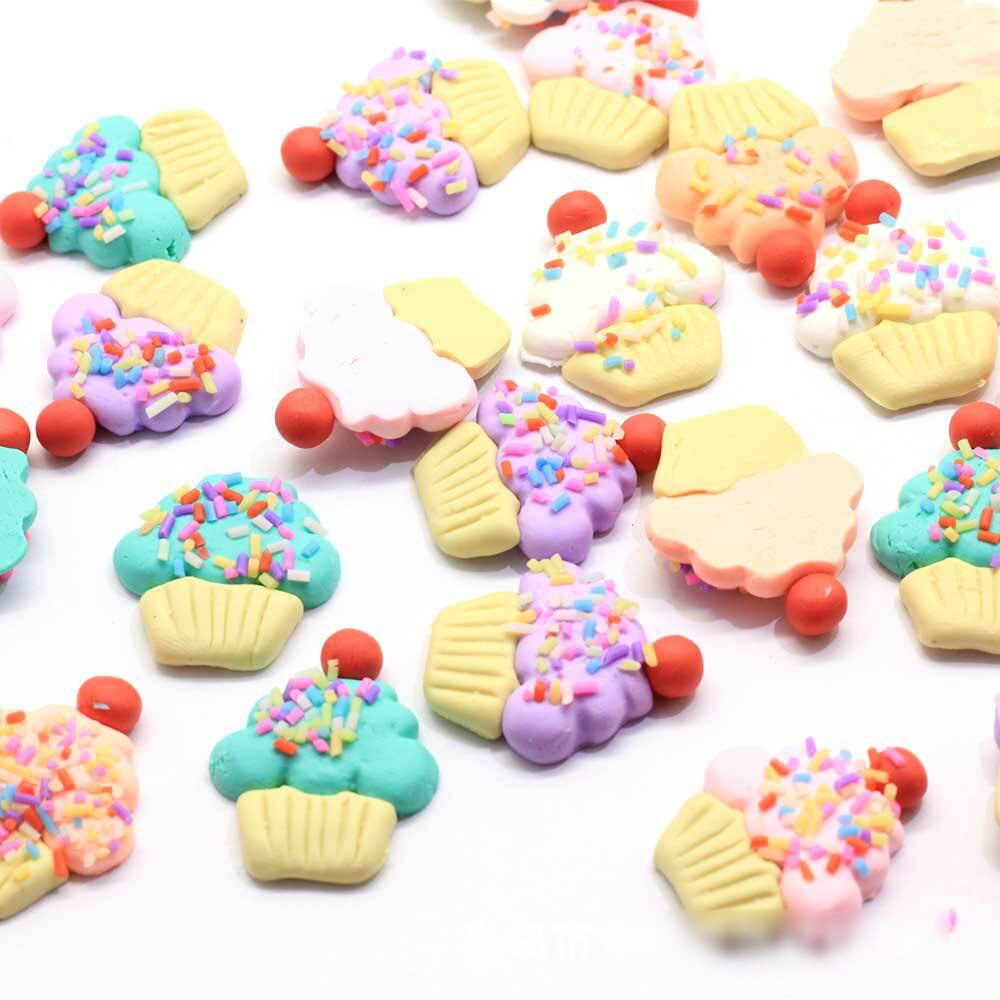 10 Uds. De arcilla polimérica Kawaii en miniatura para manualidades, cabujones con parte trasera plana para pastel de caramelo, ajuste el teléfono, accesorios de bricolaje: 6x24x28mm