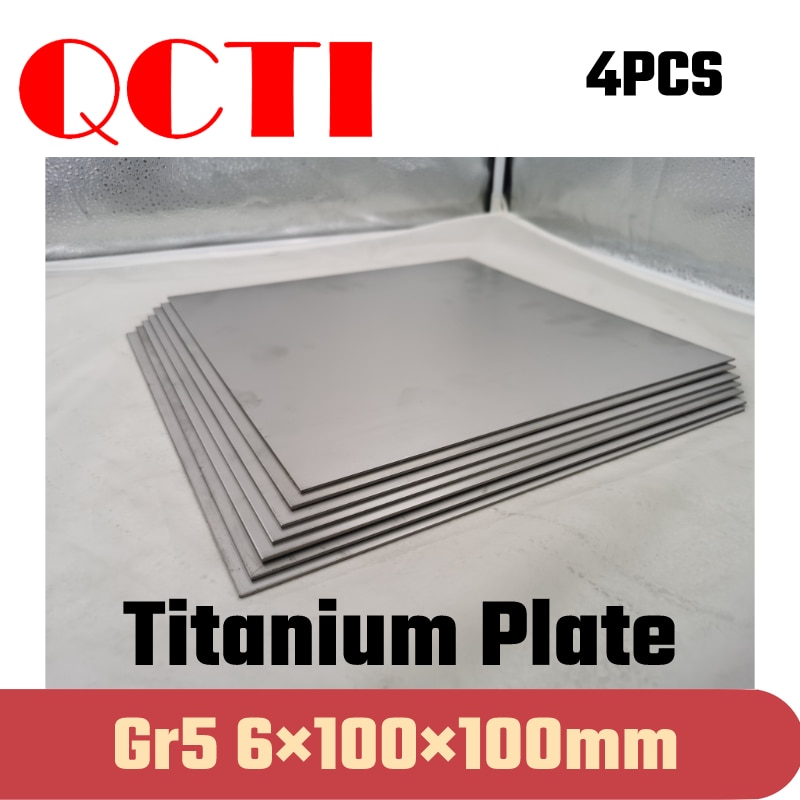 4pcs Gr5 Titanium Alloy Plate Ti Sheet 6*100*100mm 6al-4v For DIY OEM Metalworking Supplies