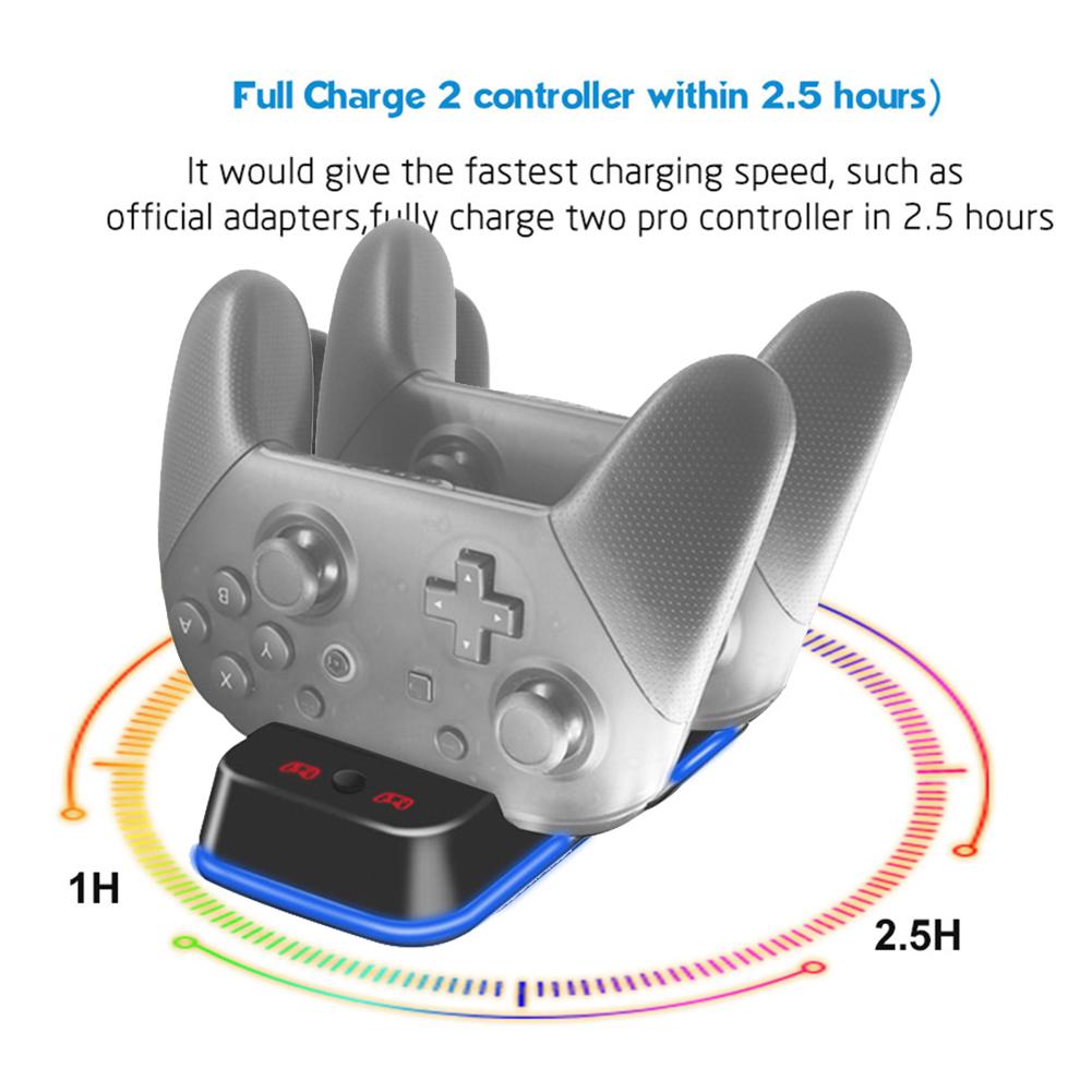 Dual USB Charger Station Firm Short Circuit Overcharge Protection for Nintend Switch Pro Controller Charging Dock Stand